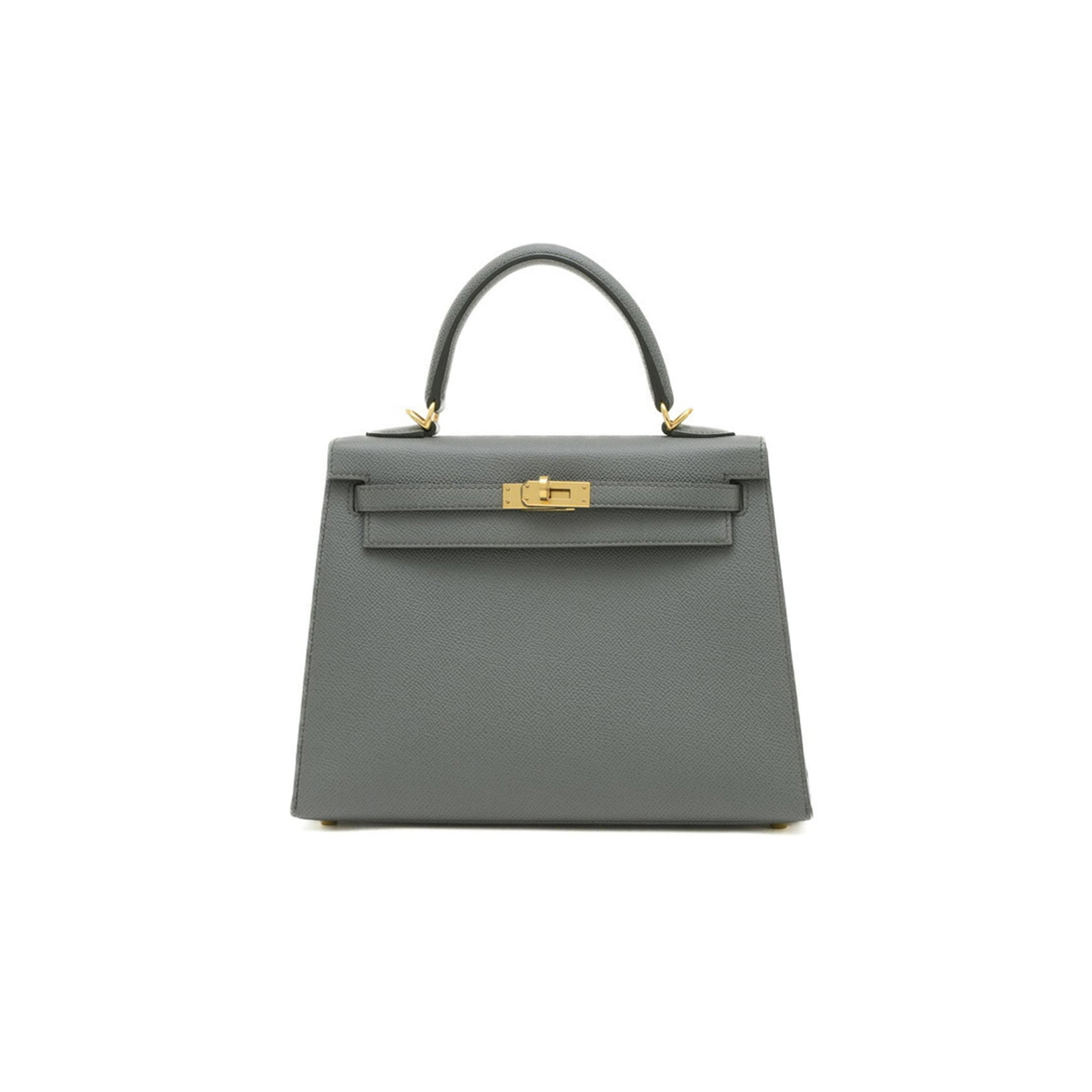 HERMÈS MASTER EPSOM KELLY 25 PEWTER GRAY GOLD BUCKLE (25*17*7cm)